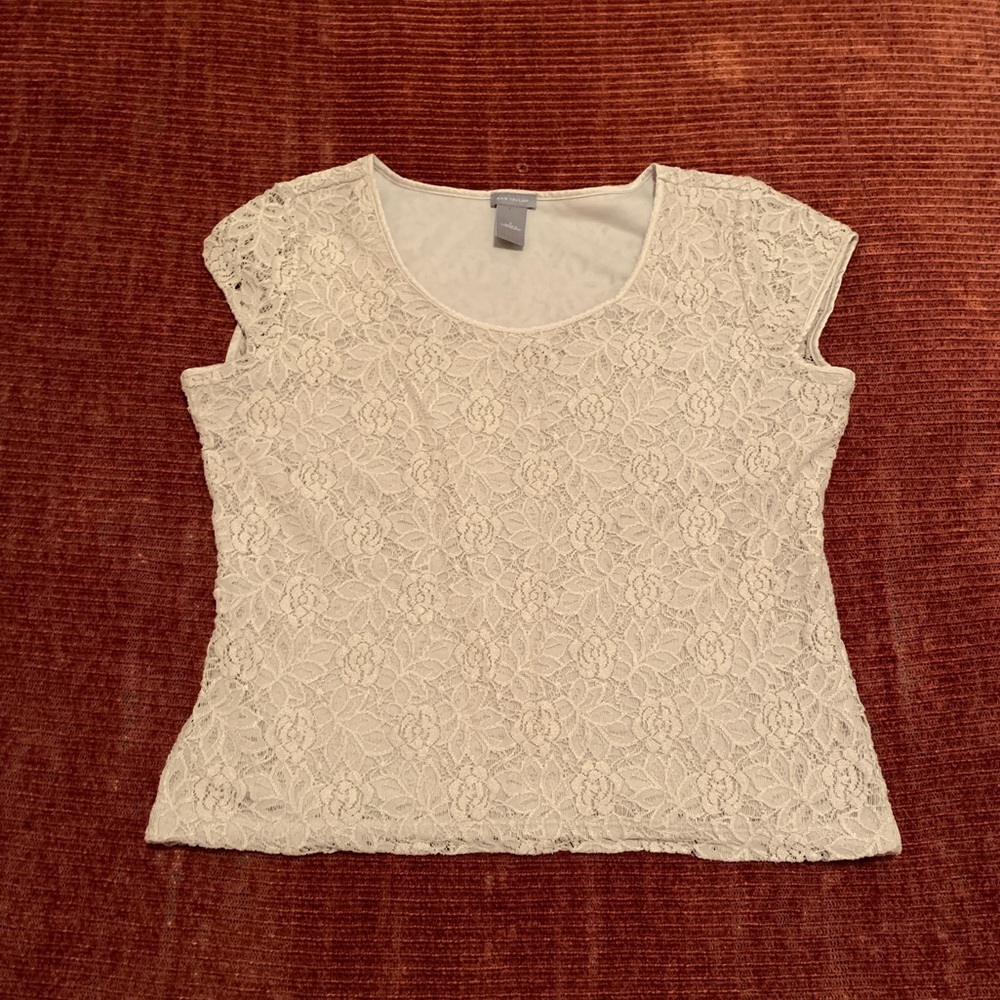 Beige Floral Crochet Pattern Top